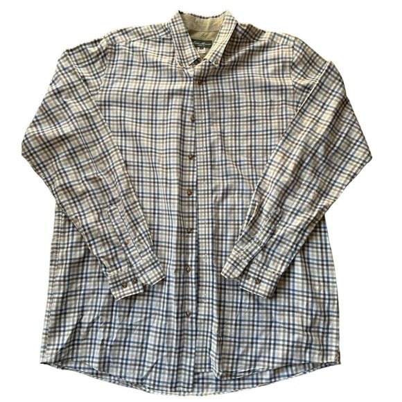 EDDIE BAUER PLAID LONG SLEEVE BUTTON UP‎ SHIRT SIZE LARGE TALL | D2 - Picture 1 of 4